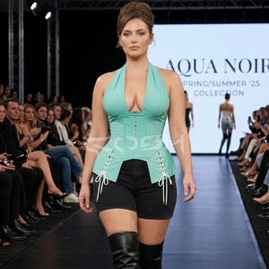 Corsé Halter de Moda para Mujer, Verde Menta, de Spandex con Varillas de Acero, Top Bustier Moldeador de Cintura, Fabricante OEM Personalizado - Product Image 3