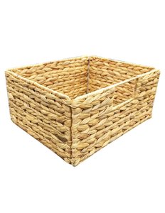 Handwoven Water Hyacinth <b>Storage</b> Basket Rectangular Wicker Organizer <b>Bin</b> with Handles for Home Office - Product Image 2