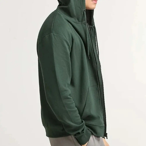 Sudadera con Capucha y Cremallera para Hombre, Verde Sólido, Felpa de Algodón, Estilo Casual, Corte Regular, Estilo Otoñal, Producción Harry Johnson - Product Image 4