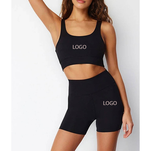 2026 New Arrival High Quality Gym Sports Fitness Yoga Athletic <b>Top</b> Short Set For Women Solid Pattern Fitness Yoga Short Sets - Product Image 1