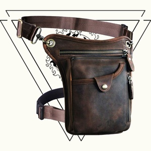 LLB-0016 Vintage Pouch Leather Hip Sling Pack Drop Leg Bag <b>Belt</b> Holster for Utility <b>Travel</b> Motorcycle Crossbody One Bum Bag - Product Image 1