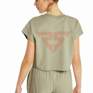 Wholesale Custom Logo 2023 Thin Blank Women Crop <b>Top</b> t-shirts 100% Cotton High Quality plain T-shirt - Product Image 2