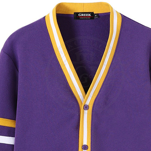 Cárdigan Morado Personalizado para Hombre, Estilo A&M State, 100% Felpa Tejida, Cuello en V, Logotipo Bordado, Marca Privada, Estilo Griego, Ropa Universitaria - Product Image 4