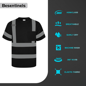 เสื้อยืดสะท้อนแสงสีตามสั่ง ผลิตจากโรงงาน พร้อมโลโก้ตามสั่ง แขนสั้น เสื้อยืดนิรภัยสำหรับงานรักษาความปลอดภัย - Product Image 3