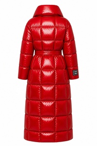 Faux Shine Long Line Puffer Jacket Women <b>Winter</b> <b>Waterproof</b> Windproof Thermal <b>Coat</b> With Belt Custom Logo - Product Image 6