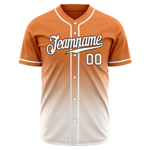 Camiseta de Béisbol Sublimada Personalizada para Hombre, Degradado Naranja, Nombre del Equipo 00, Manga Corta, Transpirable, Poliéster, Ropa Deportiva - Product Image 1