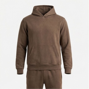 Sweat-shirt à capuche pour homme, couleur unie, manches longues, coton, décontracté, pour l'automne, avec poche avant, coupe classique - Product Image 1
