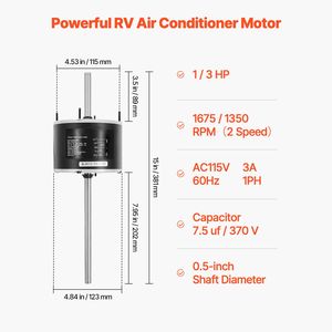 Condensateur de moteur de climatiseur Coleman Mach RV 1/3HP AC115V 3A 1675 RPM, pièce de rechange pour Fasc - Product Image 4