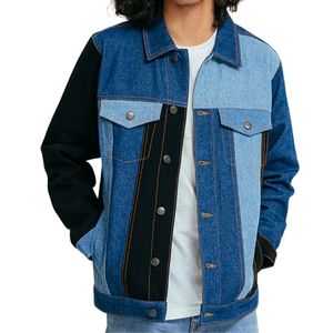 Chaqueta de mezclilla azul marino profesional de corte ajustado, ropa exterior de algodón elástico, fabricante personalizado de chaquetas de mezclilla - Product Image 3