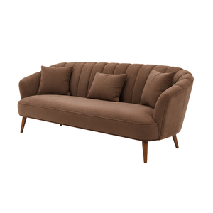 Sofá Moderno Curvo Tapizado en Color Marrón, Duradero, de Una Plaza, con Estructura de Madera, para Sala de Estar, Hotel, Apartamento, Villa - Product Image 2