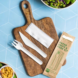 Juego de Cubiertos Desechables Ecológicos Personalizados de Papel Biodegradable, Tenedor de 155 mm Sin Plástico para Eventos en India - Product Image 1