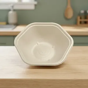Trending Biodegradable Eco-Friendly Disposable Bagasse <b>Pulp</b> Moulded 360ml Hexa Bowl Water Resistant Lightweight Sustainable Food - Product Image 2