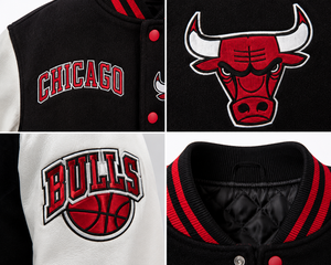 เสื้อแจ็คเก็ตบอมเบอร์ทีมแบบกำหนดเอง ปักโลโก้ ตัวเสื้อทำจากผ้าขนสัตว์ แขนเสื้อทำจากหนัง สำหรับผู้ชายและผู้หญิง ขายส่ง OEM ออกแบบเสื้อผ้าแฟชั่น ทรงพอดีตัว - Product Image 4