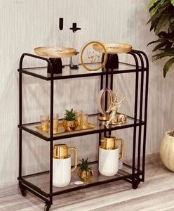 Compact Heavy Duty Metal Serving Trolley Designed with Spacious Storage Shelves and Easy Rolling Casters for Offices - Product Image 6
