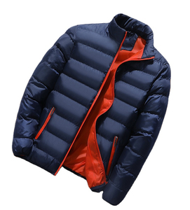 2026 Quality Men's Warm <b>Jacket</b> Stand <b>Collar</b> Winter Casual Outerwear 100% Polyester Solid Thick Plain Dyed Waterproof - Product Image 1