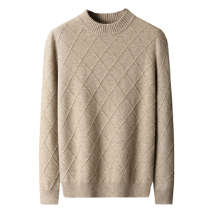 Pull tricoté à motif uni pour homme, col rond, manches longues, hiver, acrylique, anti-boulochage, respirant, séchage rapide, standard - Product Image 4