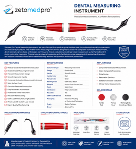 Calibre dentaire composite direct premium en acier inoxydable, instrument de restauration ergonomique OEM Zetomed Pro - Product Image 3