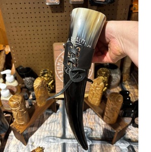 Traditional Viking Horn Mug Natural Ox Horn Nordic Beer <b>Cup</b> Handmade Craft - Product Image 2