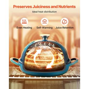 Olla de hierro fundido esmaltado de alta resistencia de 5 cuartos para hornear pan de masa madre, con doble asa y tapa. - Product Image 3