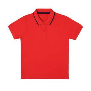 Kids White Short Sleeve <b>Polo</b> Shirt With <b>Orange</b> Trim Collar Casual Cotton Oxford Fabric Breathable Regular Fit - Product Image 2