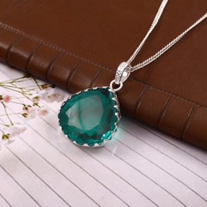 Collier en argent allemand plaqué or avec zircon bleu ciel en forme de cœur, pendentif romantique, bijoux élégants, cadeau pour femme, vente en gros de mode - Product Image 1