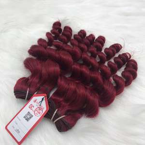 Suministro de fábrica al por mayor 100% Remy Virgin Hair Double Drawn Vietnam Cutícula alineada Estilo de onda natural Color rojo Proveedor de Vietnam - Product Image 2