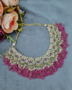 Collar Choker Largo con Pendientes y Mang Tika, Conjunto de Accesorios Tradicionales para Novia, Joyería Étnica para Mujer, Venta al Por Mayor - Product Image 2