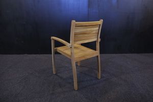 Solid Teak Wood Stacking <b>Chair</b> with Armrest Modern Design Outdoor Dining Furniture Well Sanded Finish Model CHA68 - Product Image 5