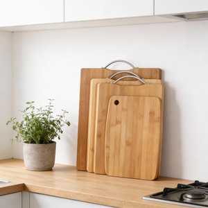 Planche à découper en bambou avec poignée, grande planche à découper rectangulaire pour la cuisine - Product Image 1