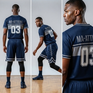 Ma-Attiera Ensemble Maillot et Short de Basketball pour Homme, Numéro 03, Impression par Sublimation, Polyester Respirant, Tenue d'Équipe Adulte - Product Image 4