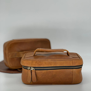 Genuine Leather Zipper for Bag Mens Dopp <b>Kit</b> Vintage <b>Shaving</b> Wash Bag Travel Grooming <b>Kit</b> Organizer Portable Lightweight - Product Image 1