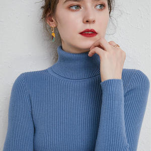 <b>Turtleneck</b> Knitted <b>Sweater</b> Long Sleeve Solid Color Slim Fit Casual Wear for Women - Product Image 5