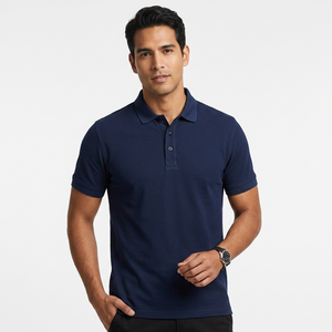 Men's <b>Navy</b> <b>Blue</b> Short Sleeve <b>Polo</b> <b>Shirt</b> 100% Cotton Breathable Casual Solid Design Regular Fit - Product Image 5
