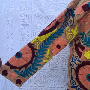 Handmade Embroidered Design Velvet <b>Jackets</b> With Long Sleeve, Open Front Short <b>Nehru</b> Coat Casual Bohemian <b>Jacket</b> Women Clothing - Product Image 3