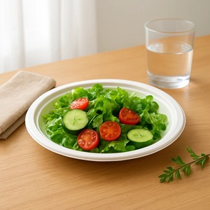 Assiette ronde jetable en canne à sucre de 7 pouces, 100 % jetable, pour servir les repas lors de fêtes et dans les hôtels - Product Image 5