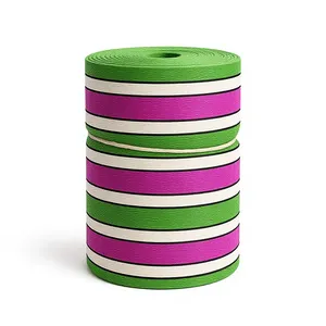 Rollo de Tela de Nylon Reciclado 100% con Rayas, Ecológico, Multicolor, Tejido, Laminado con PVC, Cinta de Peso Medio para Bolsos y Cinturones - Product Image 1