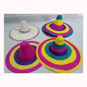 Sombrero Mexicano de Paja para Fiesta, Multicolor, Hecho a Mano, de Paja Natural, Ala Ancha, para Eventos y Festivales de Halloween, Venta al Por Mayor - Product Image 2