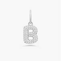 Pendentif Lettre Initiale Bulle Gonflée en Diamant de Laboratoire, Or Massif 14K 18K, Sertissage Pavé, Alphabet 3D Scintillant Personnalisé