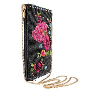 เคสโทรศัพท์ Ziyan Handicraft รุ่น MC-1001 สีดำลาย Rani สีครีมฟ้า ประดับด้วยคริสตัลและลูกปัดลายดอกไม้ ป้องกันการกระแทก สำหรับ Apple - Product Image 1