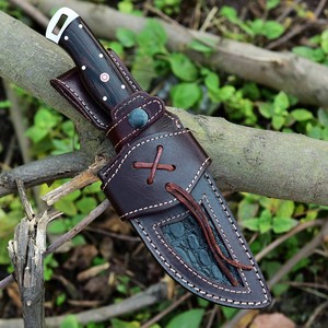 Cuchillo de Supervivencia de Acero de Damasco con Hoja Fija, Cuchillos de Caza de Espiga Completa, Cuchillo Industrial OEM para Camping y Actividades al Aire Libre con Funda - Product Image 6