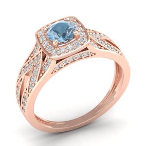 Bagues de fiançailles REYES en argent sterling 925 avec pierre précieuse aquamarine taille ronde 0,5 carat et moissanite, bijoux fins pour femme, cadeau pour elle - Product Image 2