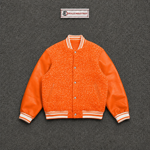 PREMIUM ORANGE LETTERMAN <b>Men's</b> Orange <b>Suede</b> Varsity <b>Jacket</b> Regular Fit Turn-down Collar Casual Autumn Wear EVERYDAY COLLEGE PREM - Product Image 5