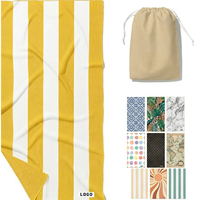 Serviette de plage gaufrée en microfibre 400 g/m² avec logo personnalisé, impression numérique, motif feuille verte sublimée, sans sable