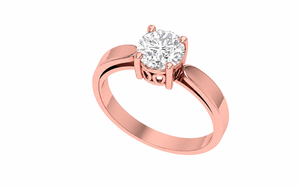 Anillo de compromiso solitario con diamante cultivado en laboratorio de 1.5 quilates, corte brillante clásico, en oro amarillo de 18k, con banda de boda personalizada para mujer. - Product Image 3