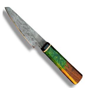 Couteaux de chef en acier Damas en gros avec lame pointue et affûtée, finition en acier à motifs uniques et manche en résine de bois pour professionnels - Product Image 3