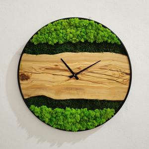 Moss Wood Grain Wall <b>Clock</b> Natural Rustic Green Moss Decor Handmade Wooden Round <b>Clock</b> Evergreen Woodland Moss Wall <b>Clock</b> - Product Image 1