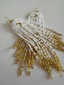 Pendientes Largos Ligeros con Cuentas de Semillas y Patrones Bohemios, Pendientes Bordados con Cuentas de Semillas de Aspecto Elegante - Product Image 2