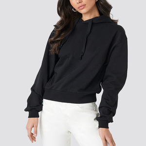 Sweat-shirt à capuche noir pour femme, coupe classique, en coton, pull décontracté avec poches, vêtements d'automne - Product Image 6
