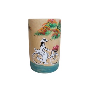 Portavasos de bambú pintado a mano, soporte de papelería ecológico, contenedor de almacenamiento para escritorio, arte tradicional, adorno para el hogar. - Product Image 4