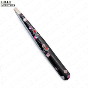 Floral Print Stainless Steel Slant Tip Eyebrow Tweezers Beauty Makeup <b>Tool</b> Set Paper Coated Precision Grooming <b>Tool</b> - Product Image 4